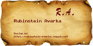 Rubinstein Avarka névjegykártya